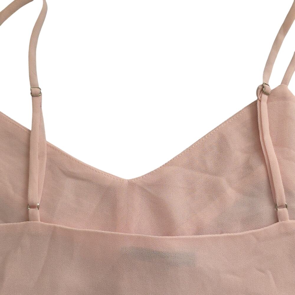 Women Sz S Pink Feminine Dainty Fairy Y2K Flowy Pleats Lined Camisole Top - Picture 6 of 9